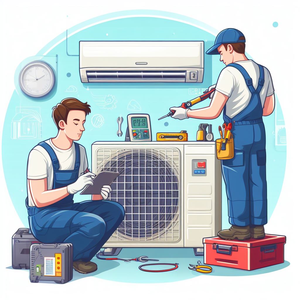 Skilled technician performing air conditioner repair service with precision.