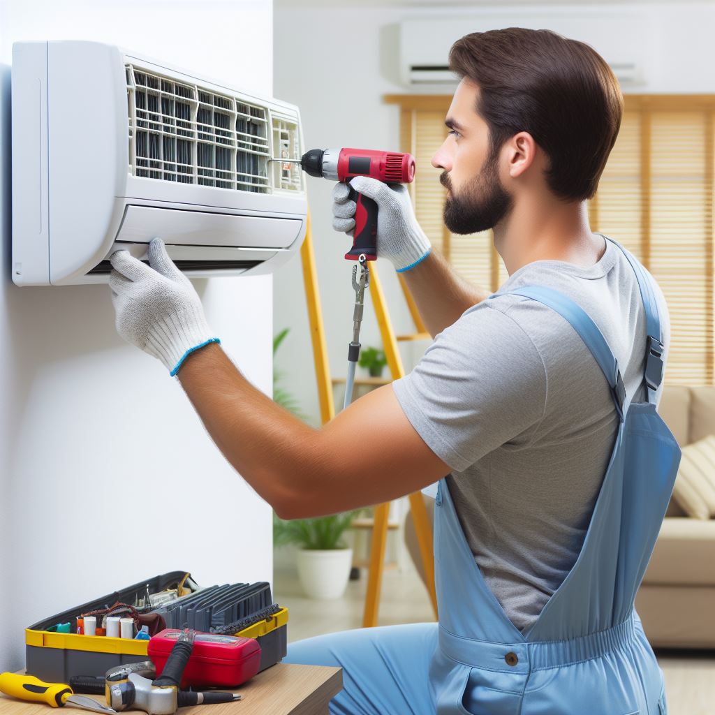 AC expert near me in Jeddah - Smart Technical Services technician providing air conditioning maintenance and repair services.