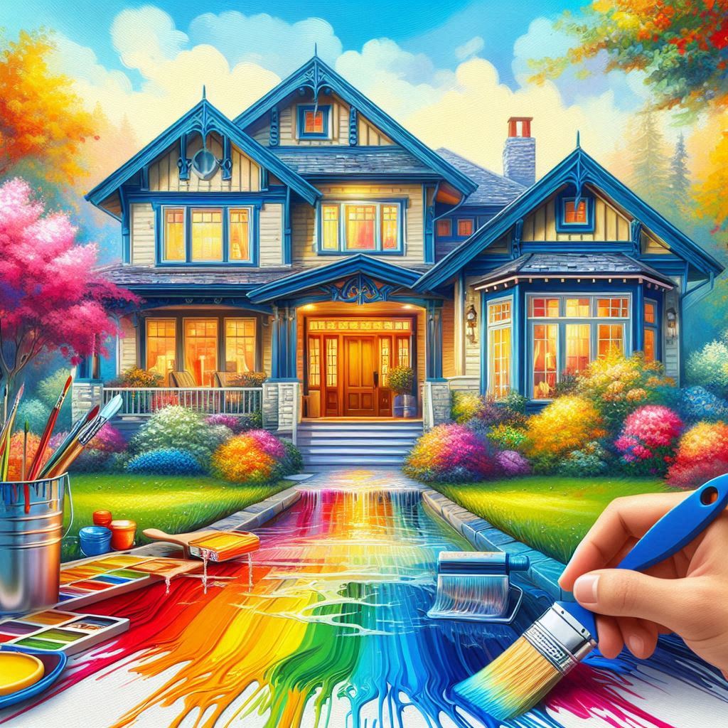 An image showcasing a freshly painted home, with vibrant colors and meticulous attention to detail. Our professional house painting service brings dreams to life, transforming houses into stunning works of art