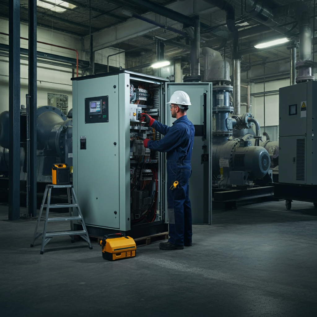 Technician installing an ATS panel for seamless power management